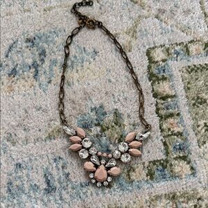 J. Crew Pink and Silver Floral Necklace
